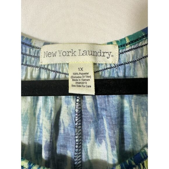 New York Laundry Women's Lace Cold Shoulder Button Up Abstract Blouse Size 1X - Picture 3 of 5